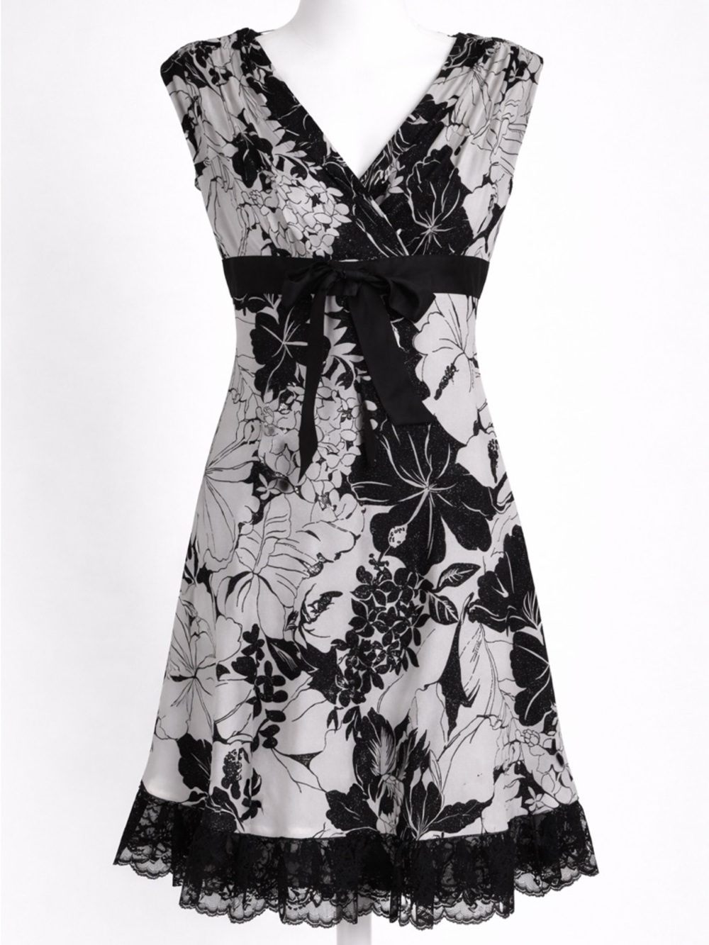 Vintage 90s Jody California Floral Coquette Whimsigoth Glitter Midi Dress Sz 5/6
